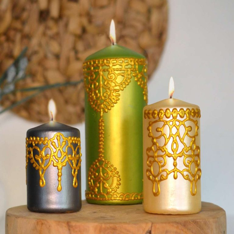 Candele fai da te con motivo boho di Viva Decor