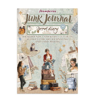 Junk journal stickers, cut-outs, backgrounds Secret Diary