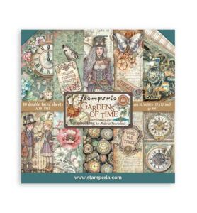 Gardens of Time – Bedrucktes Scrapbooking-Block für Kunst und Basteln – Hintergründe – 10 Blatt