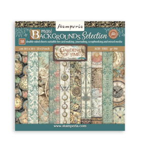Gardens of Time – Bedrucktes Scrapbooking-Block für Kunst und Basteln – Hintergründe – 10 Blatt