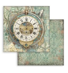 Gardens of Time – Printed Double Face Scrapbooking sheet for Art and Craft – Big clock
