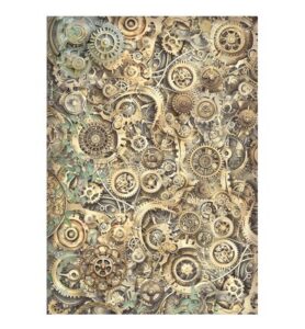 Gardens of Time – Printed Rice paper A4 for Art and Craft – Gears pattern