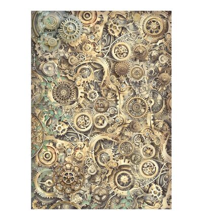 Gardens of Time – Printed Rice paper A4 for Art and Craft – Gears pattern
