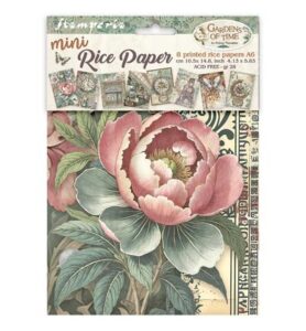 Gardens of Time – Printed Mini Rice paper A6 for Art and Craft – 8 sheets
