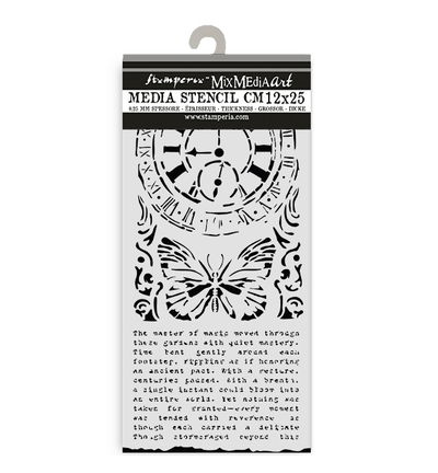 Gardens of Time – Cut laser stencil for Art and Craft – Clock and butterfly