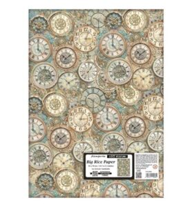 Gardens of Time – Printed Rice paper for Art and Craft – Clocks pattern
