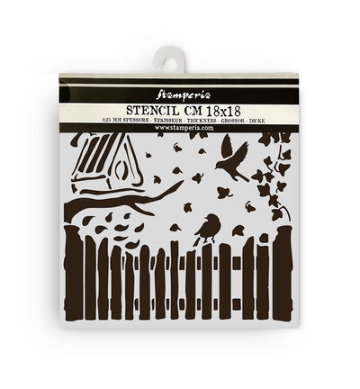 House of Roses – Thick stencil – Fence and birds