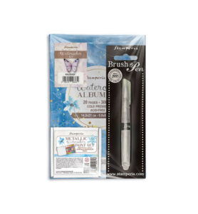 Stamperia – Kit watercolor Metallic water colors + album + brushpen