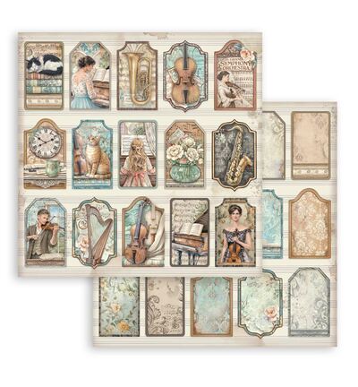 Symphony – Printed Double Face scrapbooking sheet for Art and Craft – Tags