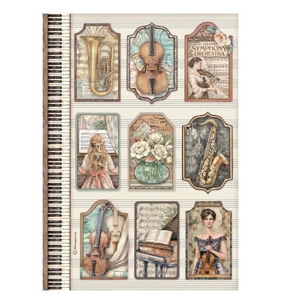 Symphony – Printed A4 Rice paper for Art and Craft – Tags