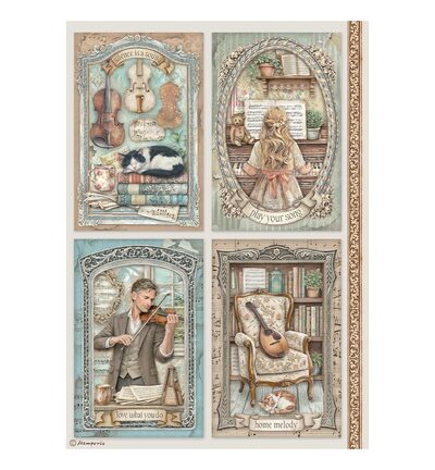 Symphony – Printed A4 Rice paper for Art and Craft – 4 Cards