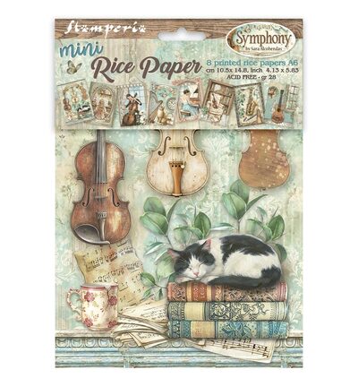 Symphony – Printed Mini Rice paper A6 8 sheets for Art and Craft
