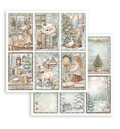 White Christmas – Printed Double Face scrapbooking sheet for Art and Craft – 6 Cards