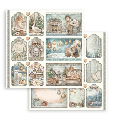 White Christmas – Printed Double Face scrapbooking sheet for Art and Craft – Mixed Cards and tags
