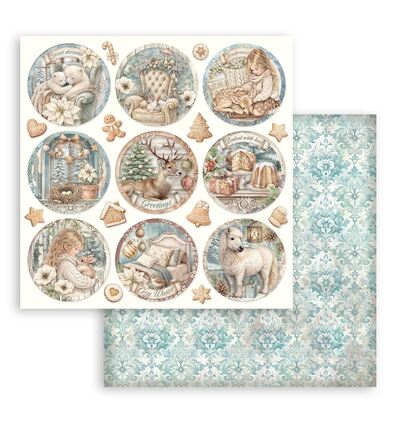 White Christmas – Printed Double Face scrapbooking sheet for Art and Craft – Rounds