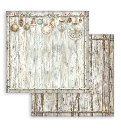 White Christmas – Printed Double Face scrapbooking sheet for Art and Craft – Wooden Pattern
