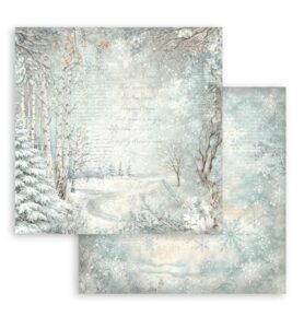 White Christmas – Printed Double Face scrapbooking sheet for Art and Craft – Snowy Woods