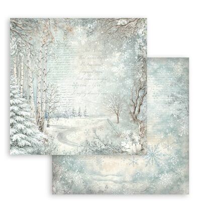 White Christmas – Printed Double Face scrapbooking sheet for Art and Craft – Snowy Woods