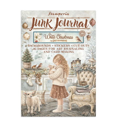 White Christmas – Printed Art Junk Journal stickers, cut-outs, backgrounds for Art and Craft
