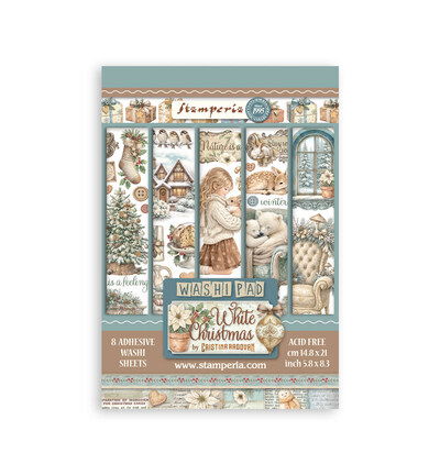 White Christmas – Printed Washi pad for Art and Craft – 8 sheets