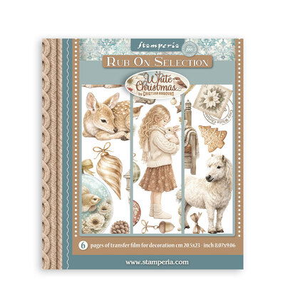 White Christmas – Printed Decorative Rub on selection for Art and Craft – 6 sheets