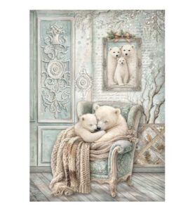 White Christmas – Printed A4 Rice paper for Art and Craft – Cozy Bears
