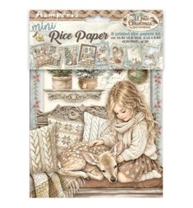 White Christmas – Printed Mini Rice paper A6 8 sheets for Art and Craft