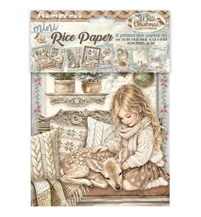 White Christmas – Printed Mini Rice paper A6 8 sheets for Art and Craft