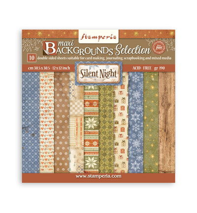 Silent Night – Scrapbooking Printed Large Pad Backgrounds for Art and Craft – 10 sheets