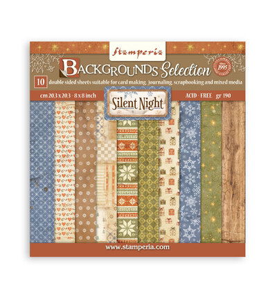 Silent Night – Scrapbooking Printed Small Pad Backgrounds for Art and Craft – 10 sheets