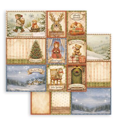 Silent Night – Printed Double Face scrapbooking sheet for Art and Craft – Mixed cards