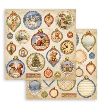 Silent Night – Printed Double Face scrapbooking sheet for Art and Craft – Balls