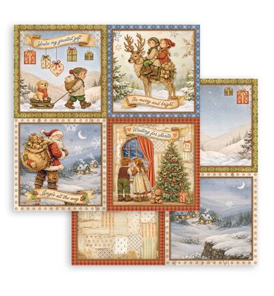 Silent Night – Printed Double Face scrapbooking sheet for Art and Craft – 4 Cards