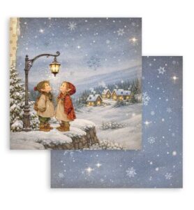Silent Night – Printed Double Face scrapbooking sheet for Art and Craft – Street lamp