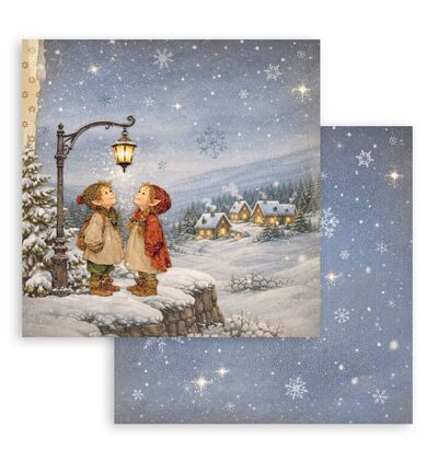 Silent Night – Printed Double Face scrapbooking sheet for Art and Craft – Street lamp