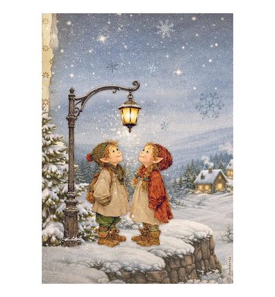 Silent Night – Printed A4 Rice paper for Art and Craft – Street lamp