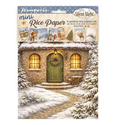 Silent Night – Printed Mini Rice paper A6 8 sheets for Art and Craft