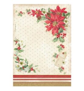 Classic Christmas – Printed A4 Rice paper for Art and Craft – Poinsettia