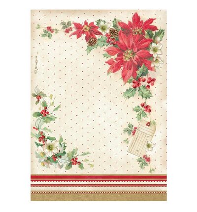 Classic Christmas – Printed A4 Rice paper for Art and Craft – Poinsettia
