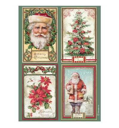 Classic Christmas – Printed A4 Rice paper for Art and Craft – 4 Cards