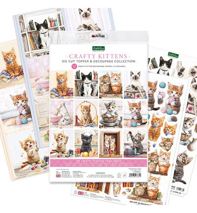 Katy Sue Designs Crafty Kittens Die Cut Topper & Decoupage Collection