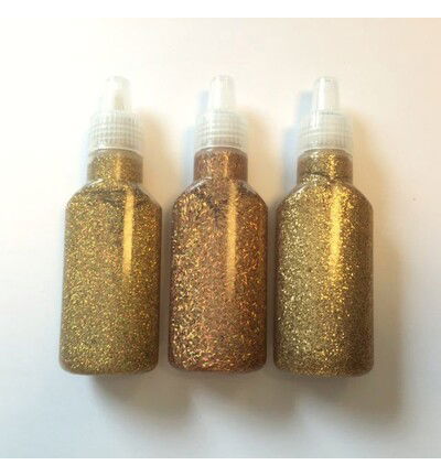 Glitter glue, Gold, 3 pcs 25ml