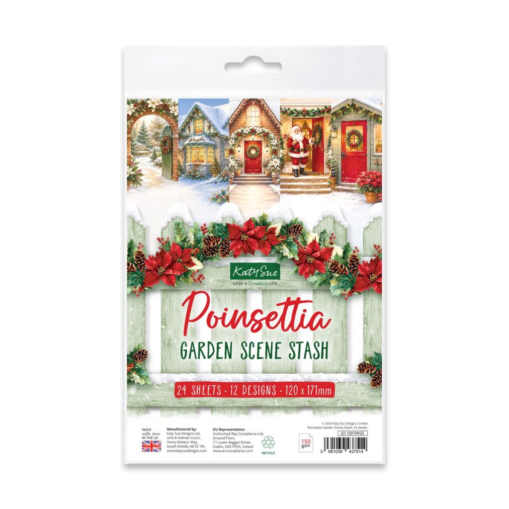 Katy Sue Designs Poinsettia Garden Scene Stash, 24 sheets