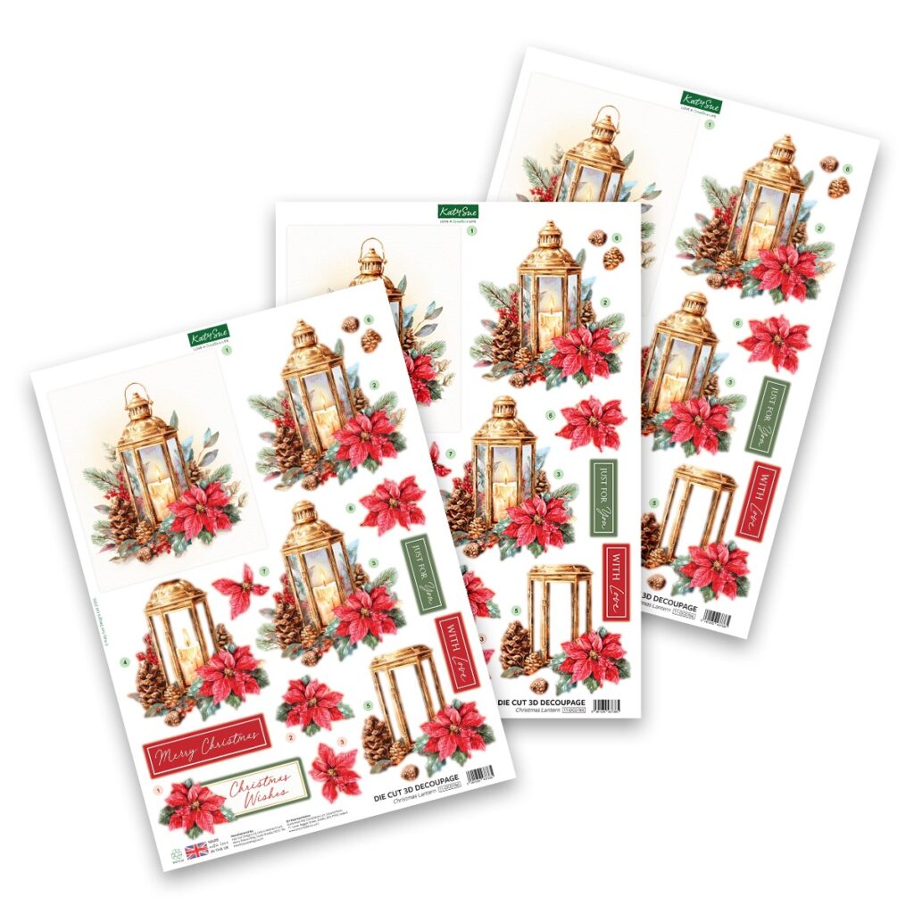 Katy Sue Designs Die Cut Decoupage – Christmas Lantern (pack of 3)