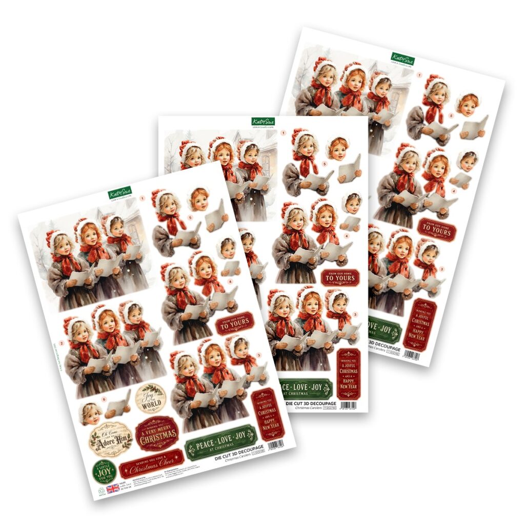 Katy Sue Designs Die Cut Decoupage – Christmas Carolers (pack of 3)