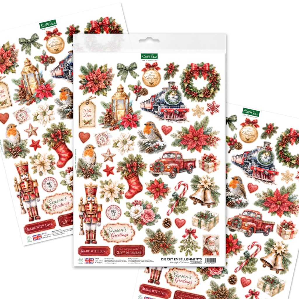 Katy Sue Designs Nostalgic Christmas Die Cut Embellishments, pack of 3