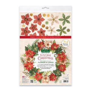 Katy Sue Designs Vintage Christmas Die Cut Flowers & Leaves, 12 sheets