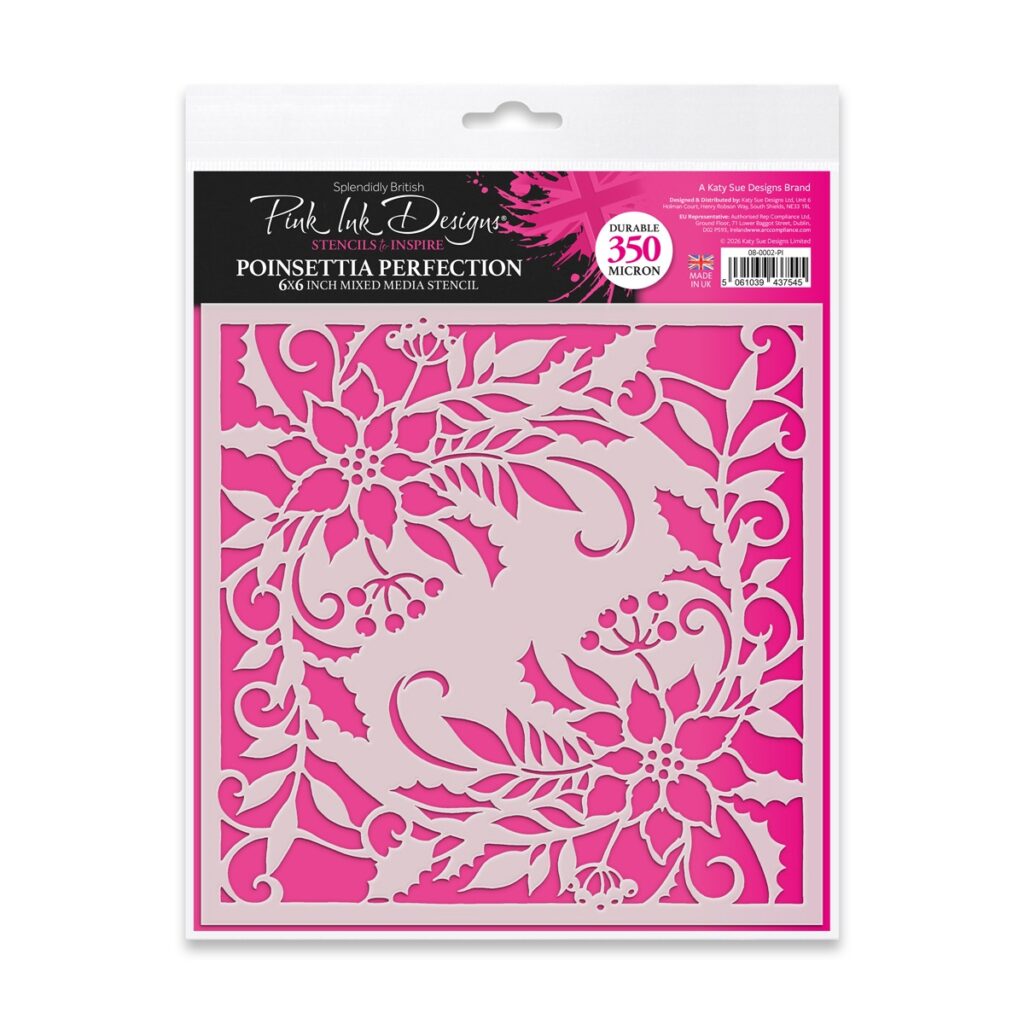 Pink Ink Designs – Poinsettia Perfection 6×6 Mixed Media Stencil