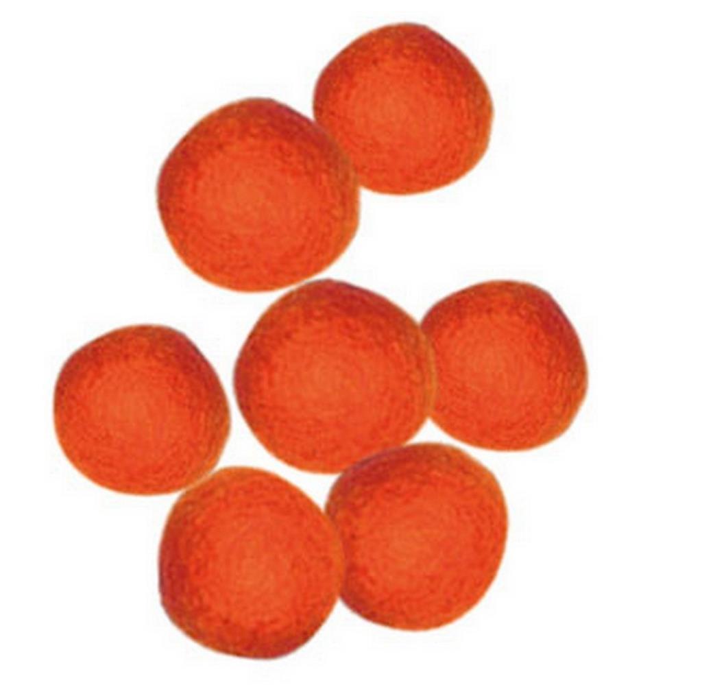 Felt balls natural Ø 10mm x50, Flame orange