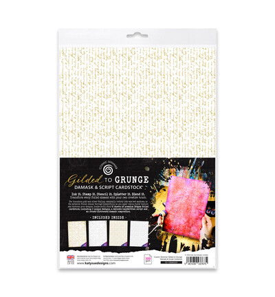 Cosmic Shimmer Gilded to Grunge Damask & Script Cardstock